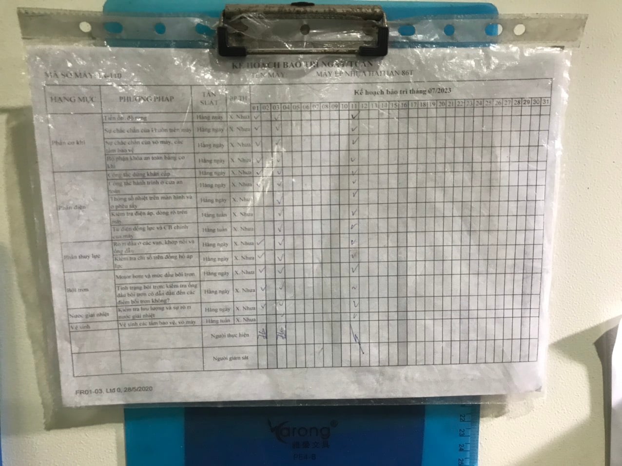Maintenance plan